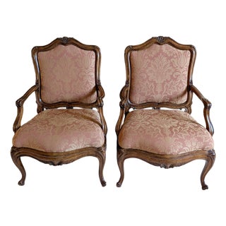 Pair of Michael Taylor Italian Rococo Bergere Chairs For Sale