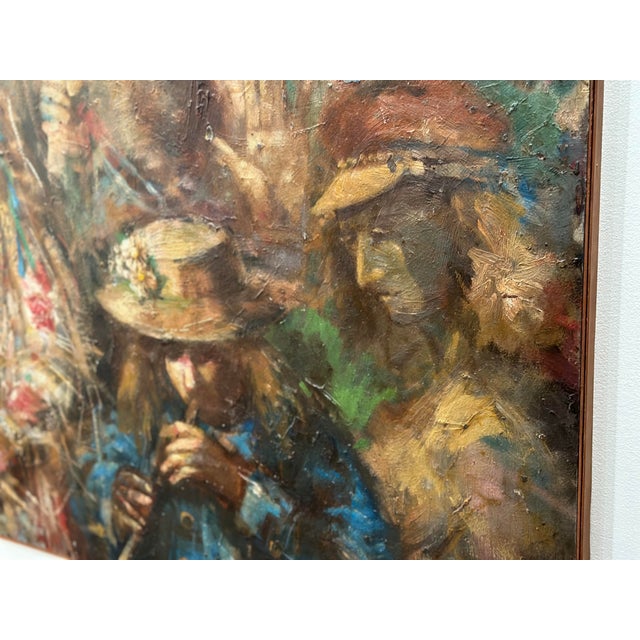 1970s Jonah Kinigstein - Abstract Impressionist Oil on Board - Flower Children Wedding For Sale - Image 10 of 11