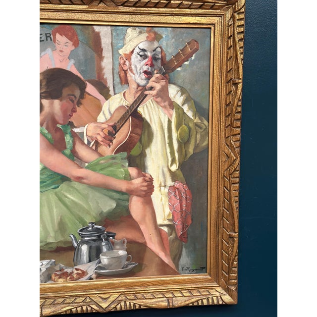 Philippe de Rougemont, Woman and Clown, 1950s, Oil Painting on Canvas, Framed For Sale - Image 6 of 18