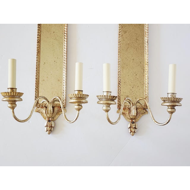Silver Vaughan Designs Antique Silver Mirrored Wall Sconces-a Pair For Sale - Image 8 of 16