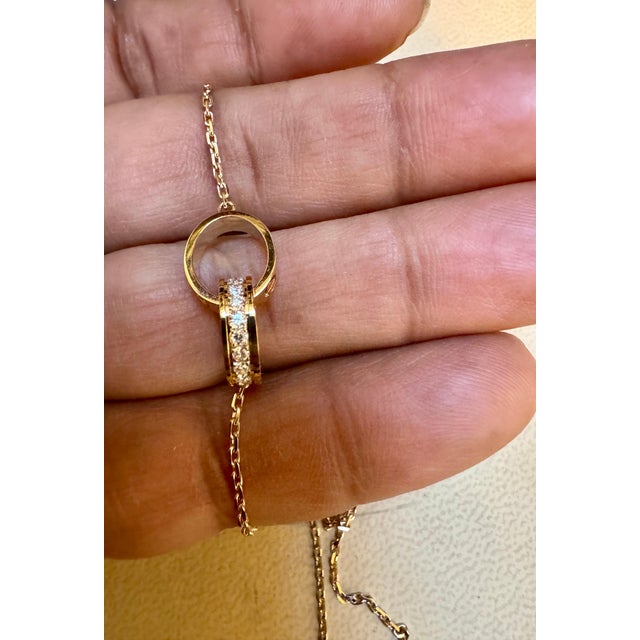 Metal Adjustable 16-18", 18 Karat Yellow Gold LOVE pendant, half-paved, 5.4 Gm For Sale - Image 7 of 18