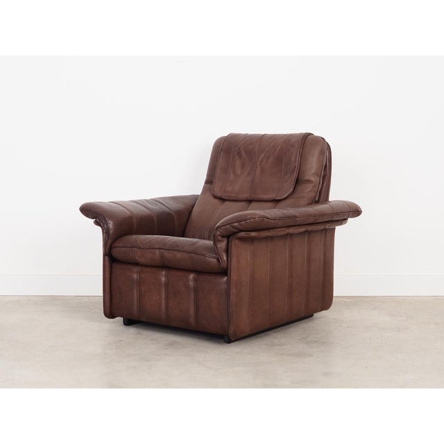 Swiss Brown Leather Armchair from de Sede, 1970s For Sale - Image 6 of 18