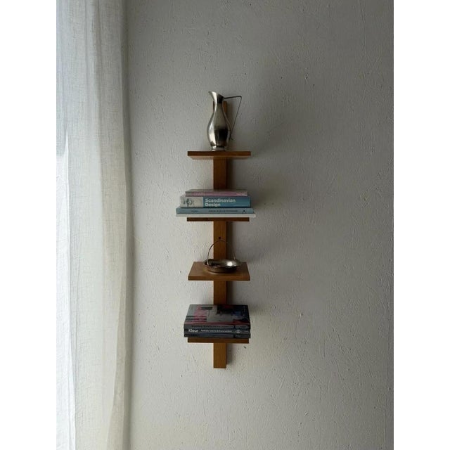 Mid Century Solid Oak Asymmetrical Wall Rack For Sale - Image 6 of 10