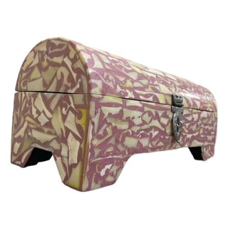 Handmade Wooden Box With Metal and Resin–Unique Decorative Storage Chest for Jewelry & Keepsakes For Sale