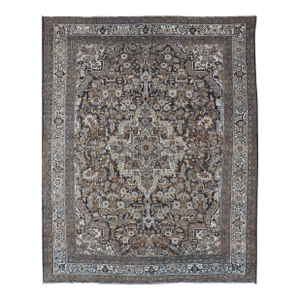 Antique Persian Bibikabad Rug With Intricate Medallion Botanical Motifs 8'6 X 11