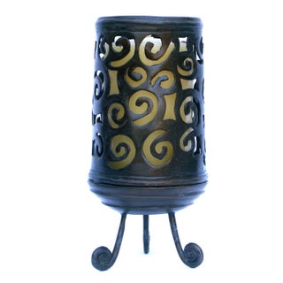 Bronze Candle Holder with Candle For Sale