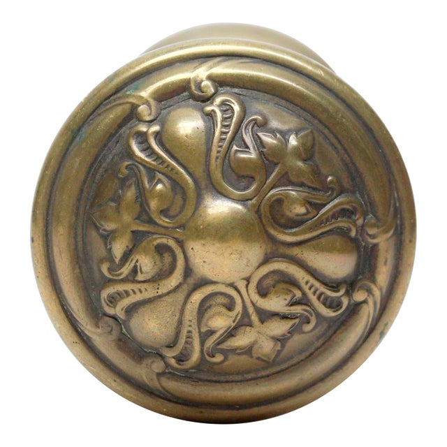 Art Nouveau Reading Brass Crofton Door Knobs For Sale