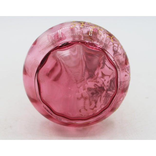 Circa 1890 Bohemian Moser Gilt Decorated Cranberry Vase For Sale In Raleigh - Image 6 of 6