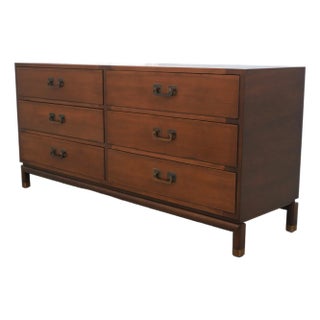 John Stuart Walnut Mid Century Modern Double Dresser For Sale