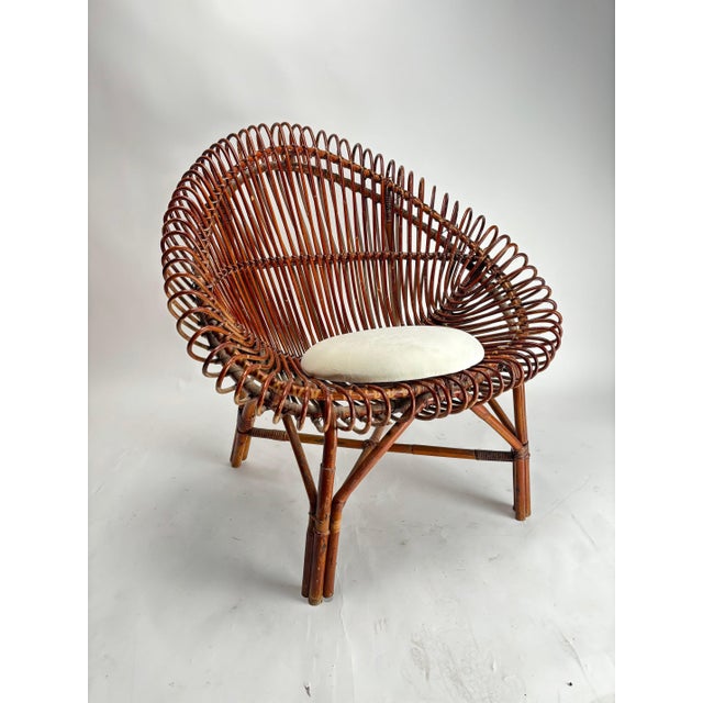 Wood Mid-Century Italian Bamboo Shell Armchair, 1950s For Sale - Image 7 of 10