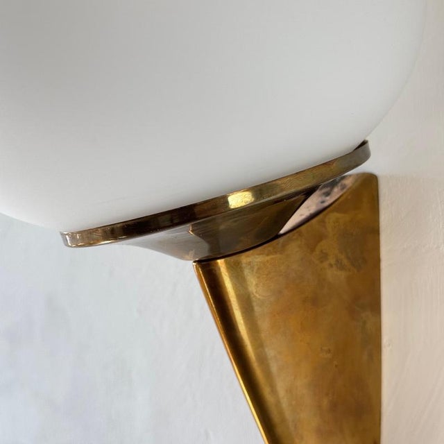 Italian Lancia Wall Sconce in Brass and Opaline Glass from Stilux Milano, 1960s For Sale - Image 11 of 14