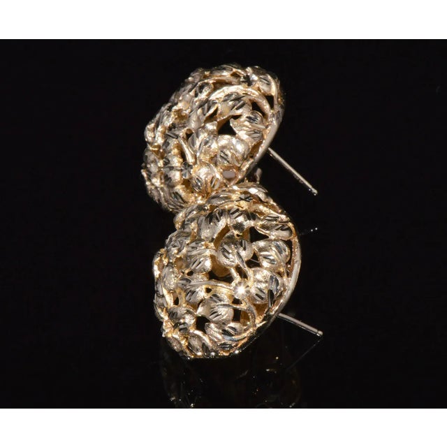 Stunning SAK Italy 14K Solid Gold Faceted Cluster Earrings, A Pair For Sale - Image 4 of 9