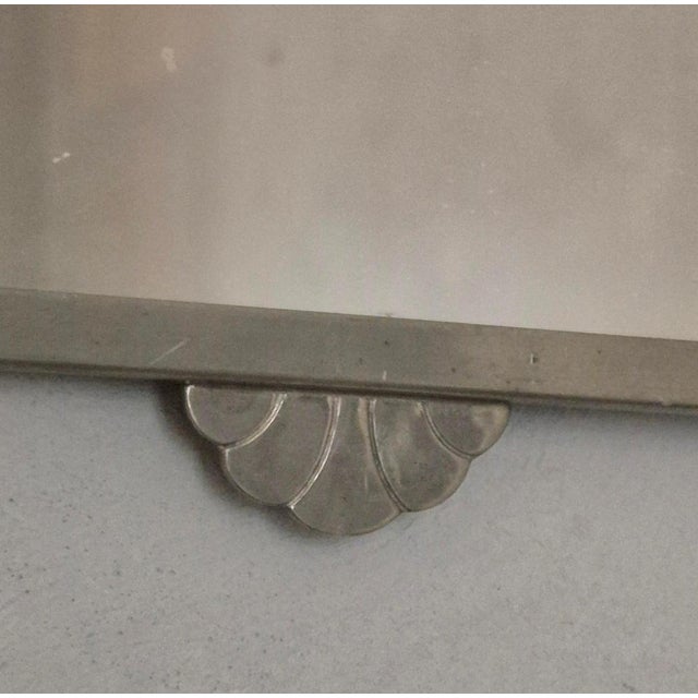 Metal Vintage Swedish Mirror in Pewter with Brass Star Decor, 1920s For Sale - Image 7 of 8