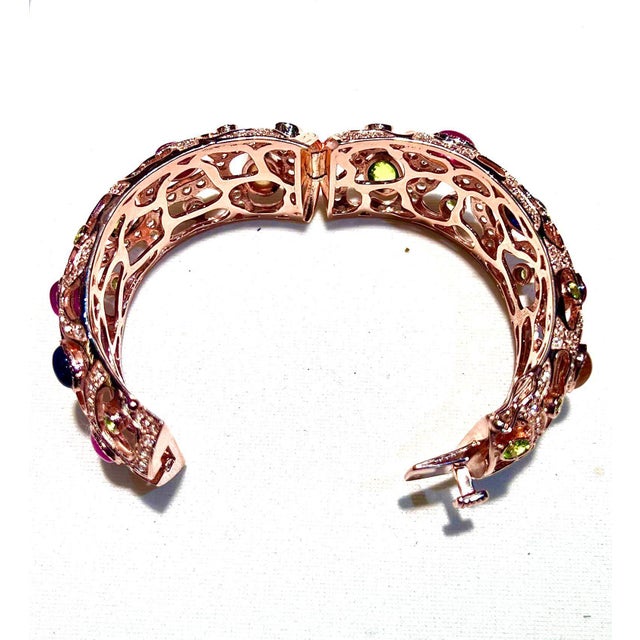 Bochic "Capri" Vintage Natural Ruby & Amethyst Bangle Set In 18K Gold & Silver For Sale - Image 17 of 18