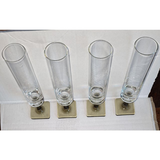 Mid-Century Modern Linear Smoke Champagne Flutes by G.B. Jensen for Rosenthal, 1960s, Set of 4 For Sale - Image 3 of 5