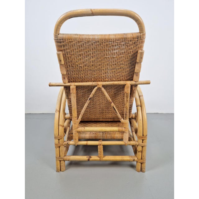 Vintage Extendable Deck Chair in Rattan, 1960 For Sale - Image 10 of 18