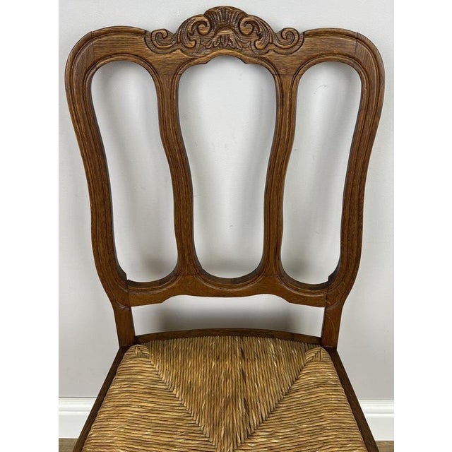 Vintage French Dining Chairs in Oak with Rush Seats, Set of 6 For Sale - Image 10 of 17