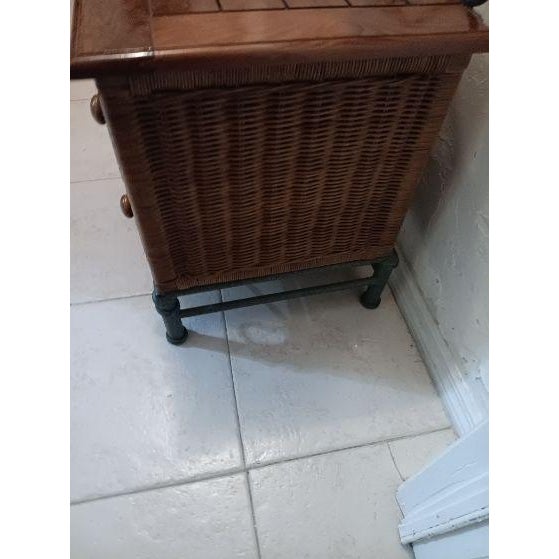 Wicker Rattan Wood Metal Nightstand 2 Drawer Medium Tone Color Style: Coastal Color: Brown Dimensions: 24" W x 23" H x 18" D
