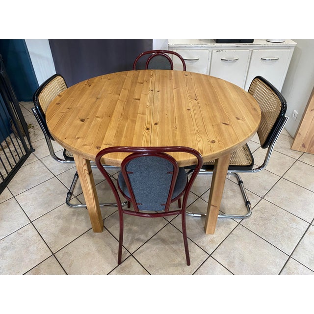 Vintage Extendable Round Table in Pine, 1970, Set of 2 For Sale - Image 17 of 18