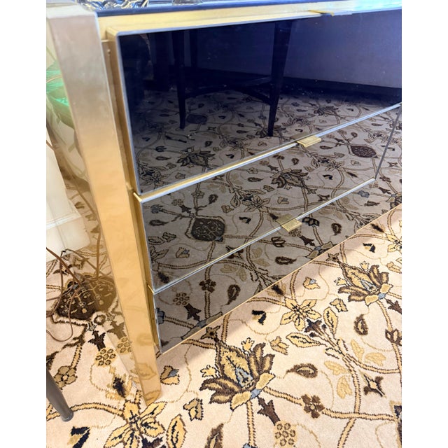 Hollywood Regency Ello Black Glass and Brass Dresser Credenza Sideboard, Vintage 1970s For Sale - Image 3 of 7