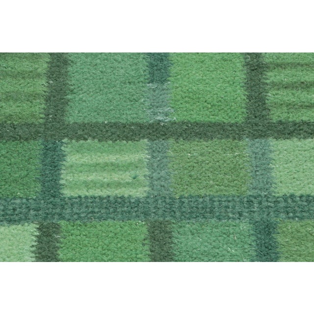 Traditional Rug & Kilim’s Scandinavian-Inspired Accent Rug With Green Geometric Patterns For Sale - Image 3 of 7