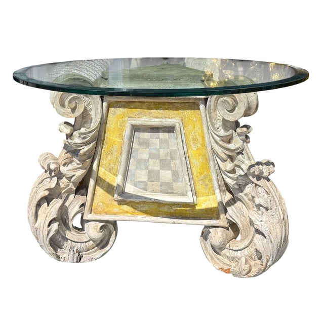 Antique 17th C Louis XIV Venetian Painted Glass Top Side Table For Sale - Image 4 of 4