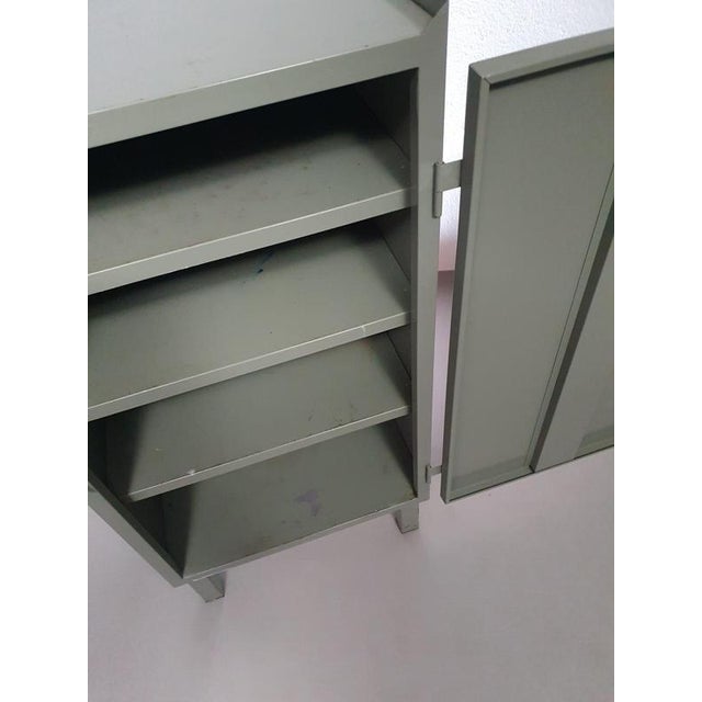 Small Industrial Gray Metal Workshop Cabinet For Sale - Image 9 of 14