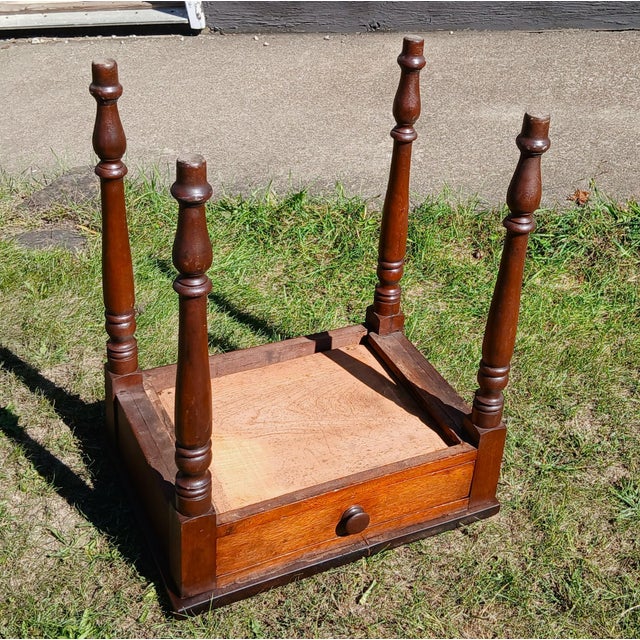 Antique Walnut One Drawer Stand 1860s Era For Sale - Image 9 of 12