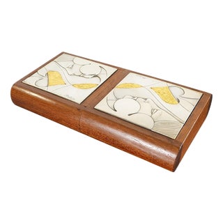 Italian Playing Card Box in Walnut and Silver by Ottaviani, 1970 For Sale