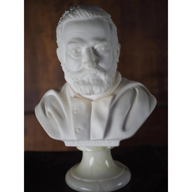 Stone Vintage Arnaldo Giannelli Victor Hugo Alabaster Bust For Sale - Image 7 of 9
