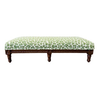 Antique Footstool Mew Leopard Upholstery For Sale