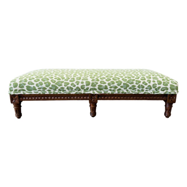 Antique Footstool Mew Leopard Upholstery For Sale