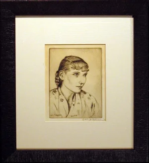 Elias M. Grossman "Beatrice" Hand Signed Dry Point Etching Framed, 1936