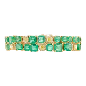 33.8 Ctw Emerald Diamond Wide Cocktail Tennis Bracelet
