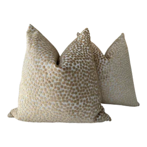 Kravet Raised Velvet “flurries” in Saddle Pair of Down Filled Pillows