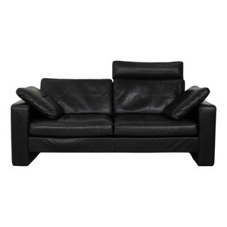 Two-Seater Sofa in Black Leather with Headrest from Cor For Sale
