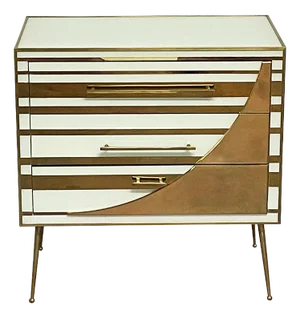 White and Gold Three-Drawer Dresser, 1990s