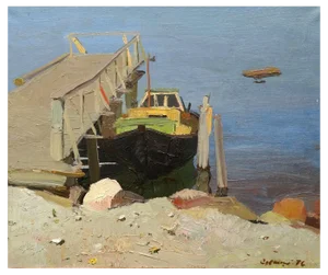 Bruno Celmins, By the Footbridge, Oil on Canvas, 1980s