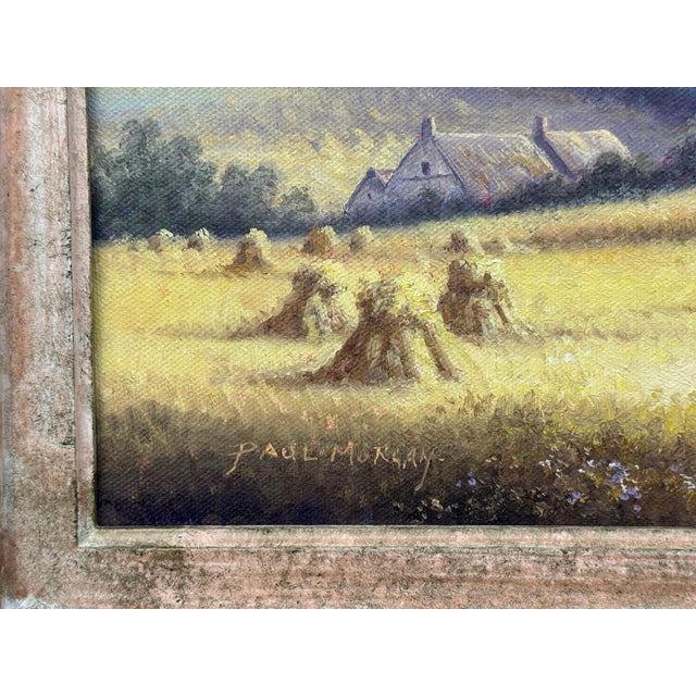 Vintage Painting of Harvest Time in the English Countryside by British Artist 1990 Circa For Sale - Image 17 of 17