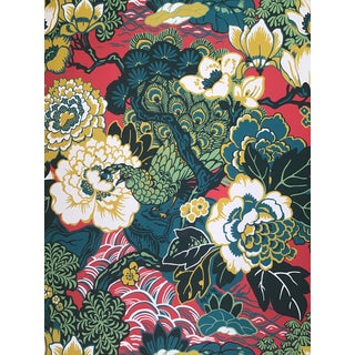 Schumacher Shanghai Peacock-Cerise Wallpaper - 1 Double Roll For Sale