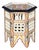 Hand-Painted Moroccan-Style Hexagonal Side Table, Musharabi Beige For Sale