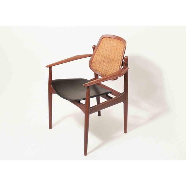 Danish Model 186 Armchair in Teak and Leather by Arne Vodder, 1950s For Sale - Image 3 of 8