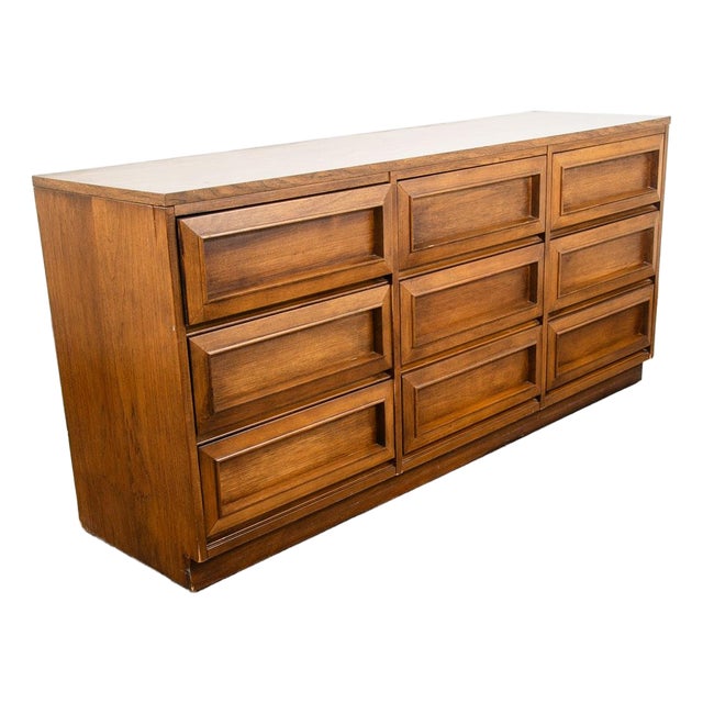 1960s Mid Century Dresser Credenza Morris of California Walnut Drawer 9 Drawer For Sale