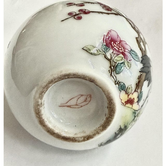 Painted Porcelain Snuff Bottle With Red Crested Cranes and Plum Blossoms For Sale - Image 13 of 14