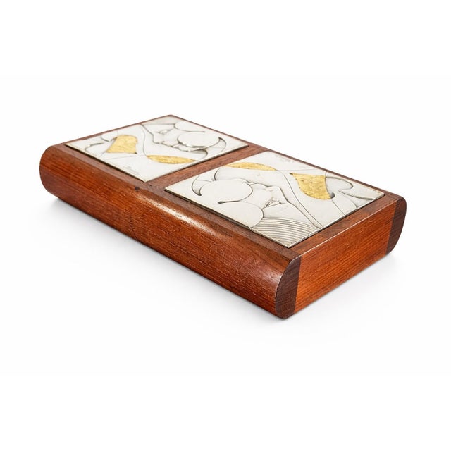 Wood Italian Playing Card Box in Walnut and Silver by Ottaviani, 1970 For Sale - Image 7 of 10