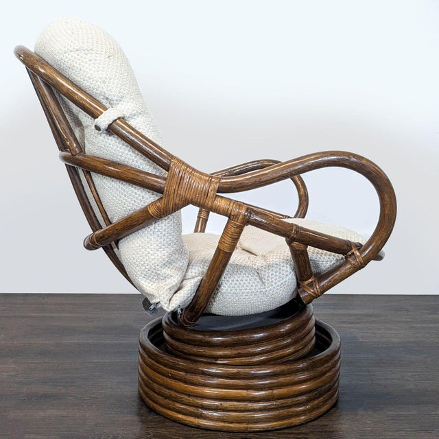 Contemporary Vintage 1970’s Rattan Lounge Chair With Cushions For Sale - Image 3 of 9