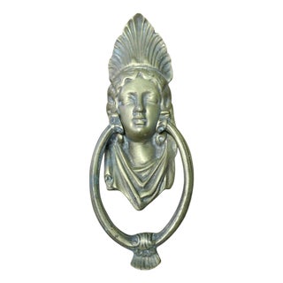A Victorian Brass Caryatid Door Knocker a Large Victorian Brass Door Knocker, 1890 For Sale