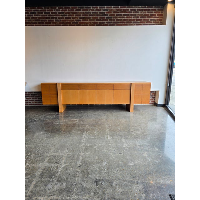 Mid-Century Modern Frank Lloyd Wright Inspired Sideboard Maple Modern Credenza Cabinet For Sale - Image 3 of 12