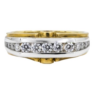 Late 20th Century Platinum & 18k Diamond Band by Diana, Size 6.5 For Sale