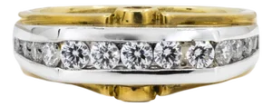 Late 20th Century Platinum & 18k Diamond Band by Diana, Size 6.5